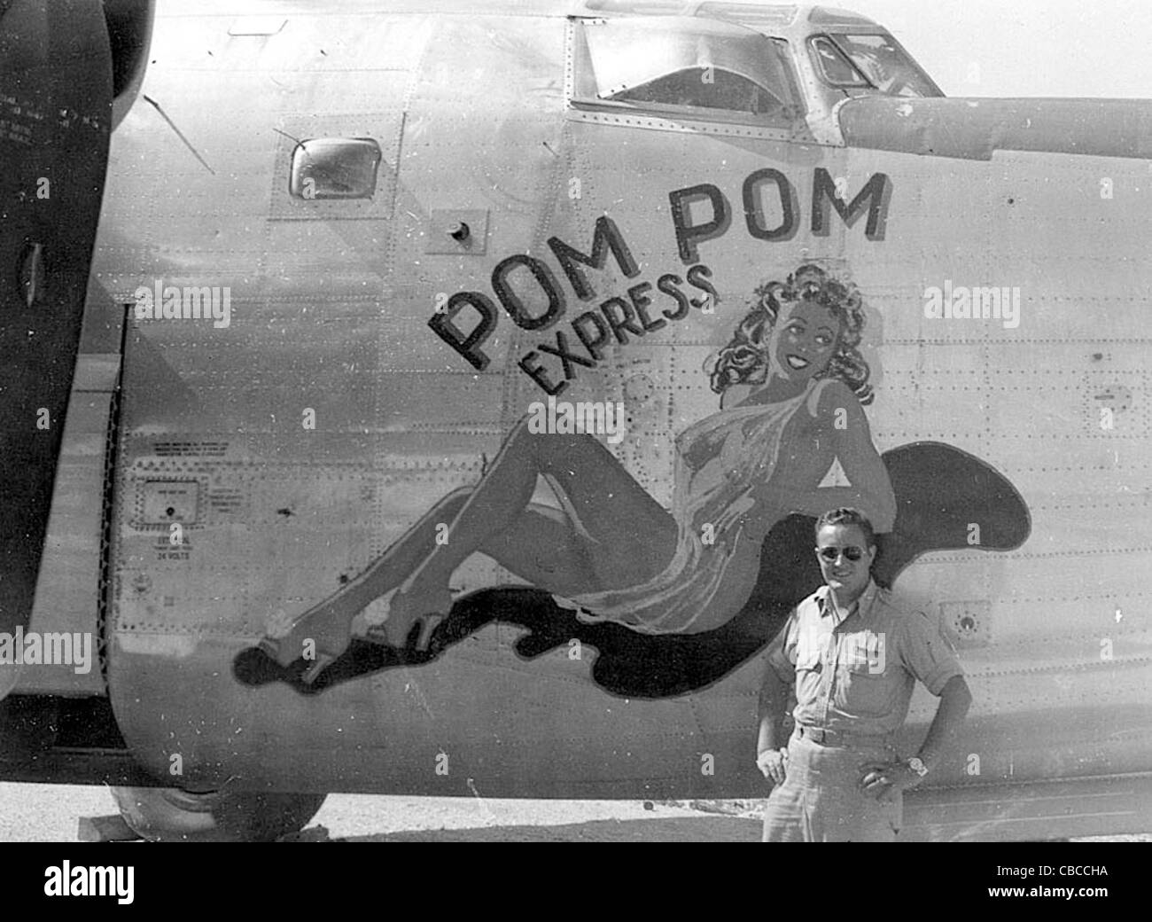 WW11 USAAF Libertador nariz arte Pom Pom Express Foto de stock