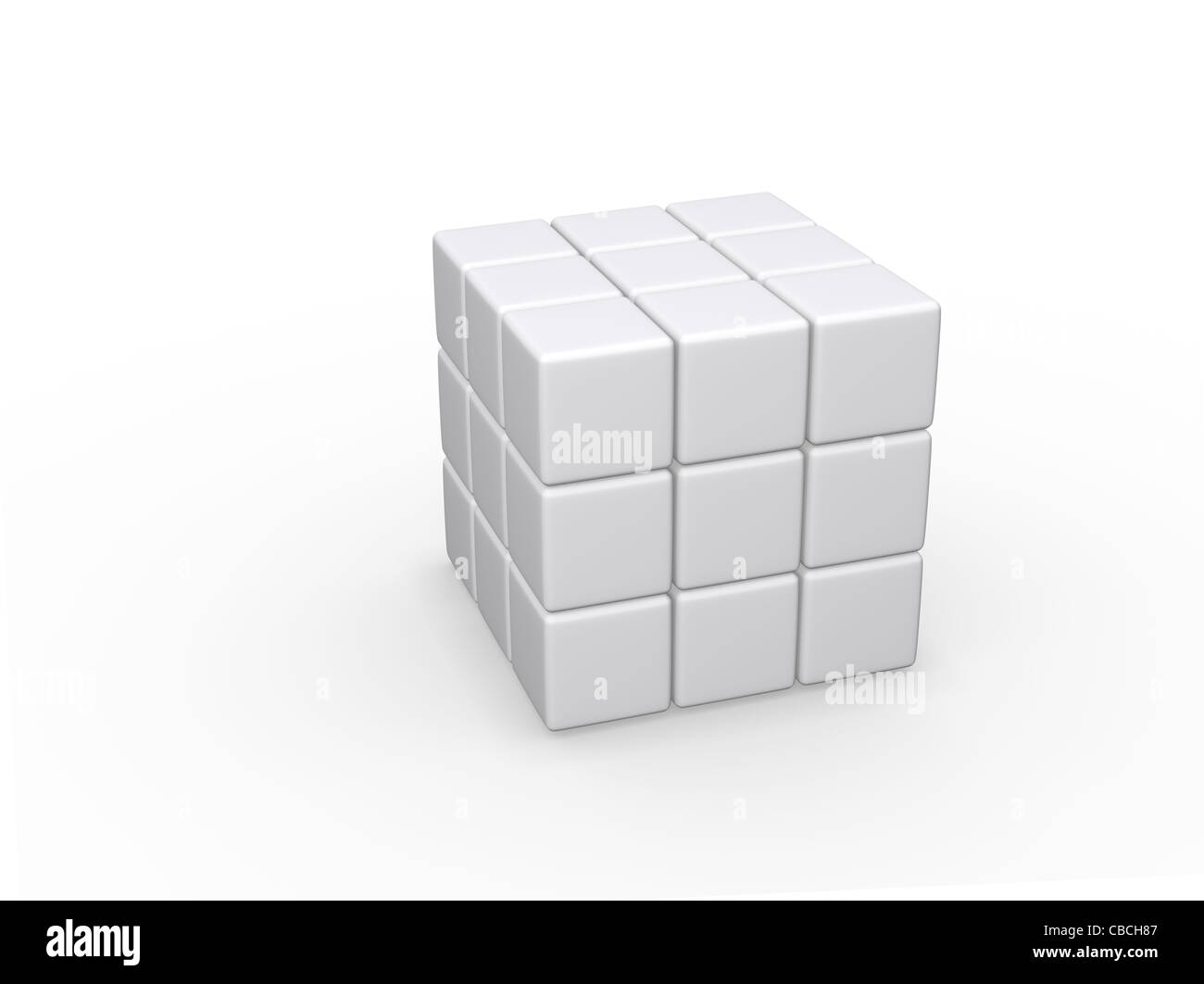 Imagen 3D de un cubo rompecabezas en blanco, similar al cubo de Rubik.  Aislado sobre un fondo blanco Fotografía de stock - Alamy