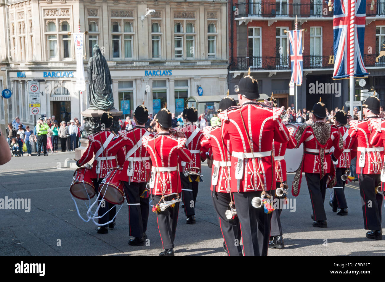 Banda militar marchando Royal Windsor Castle Foto de stock
