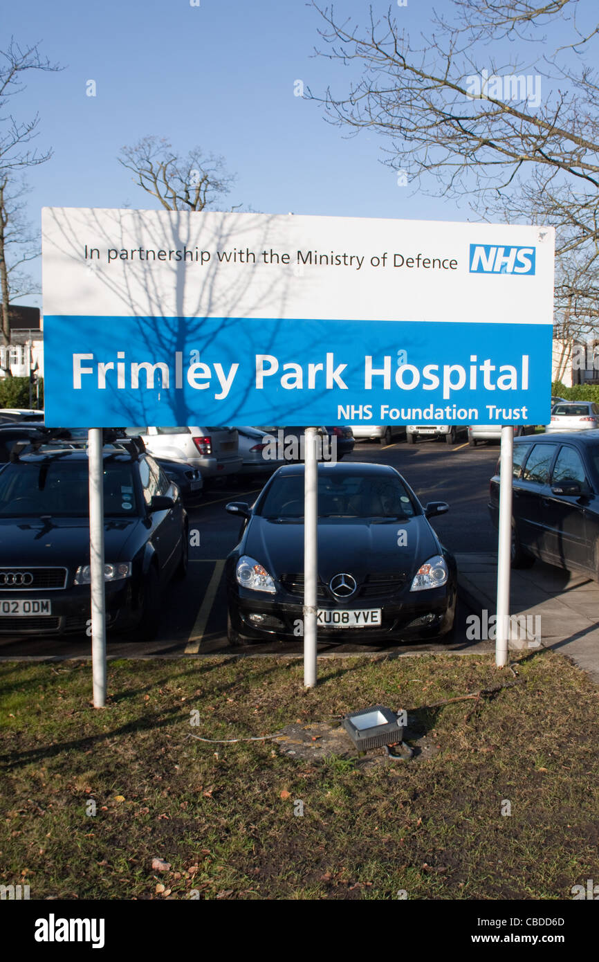 Señal de entrada para Frimley Park Hospital Foto de stock