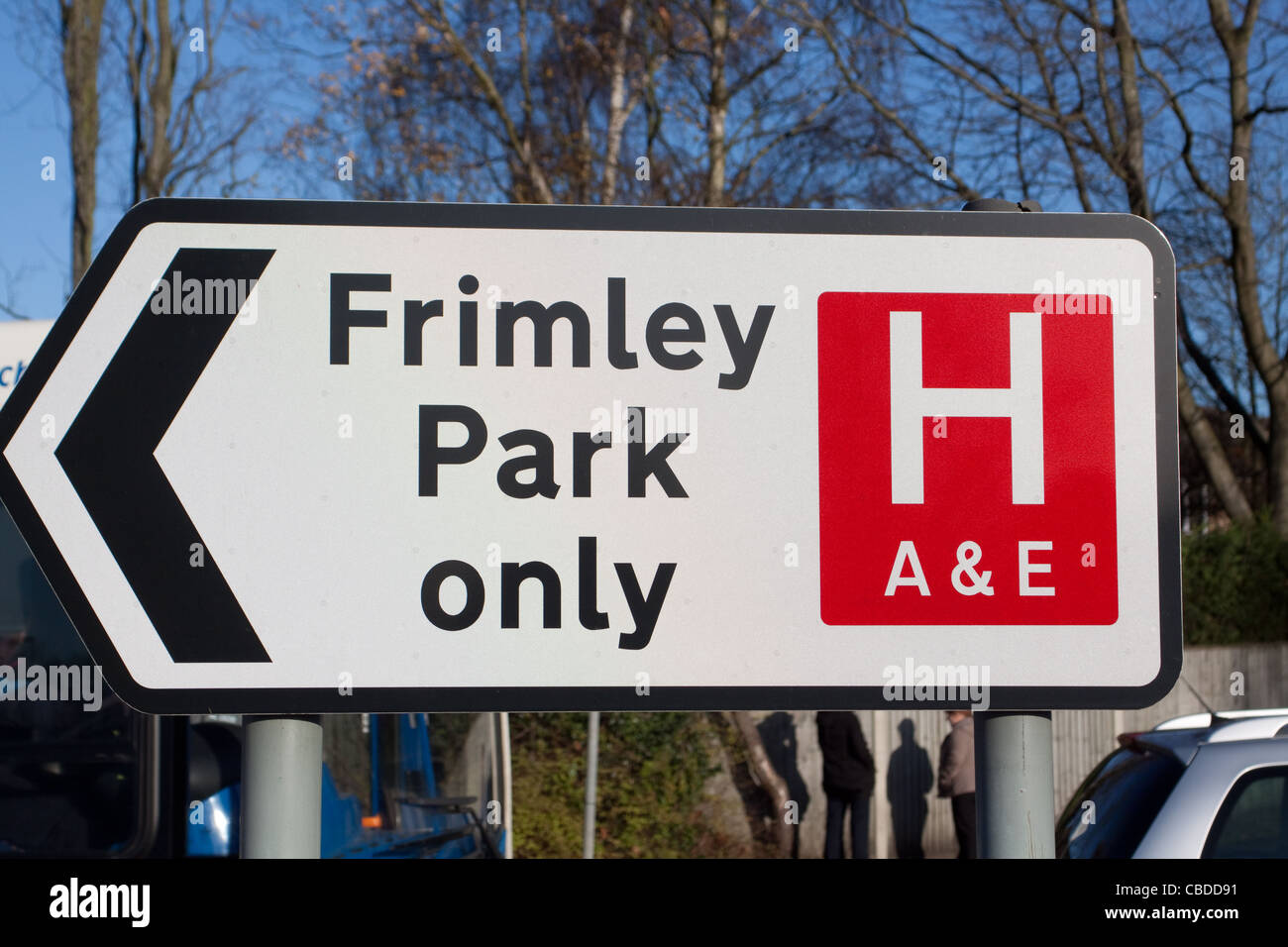 Calle signo de Frimley Park Hospital Foto de stock