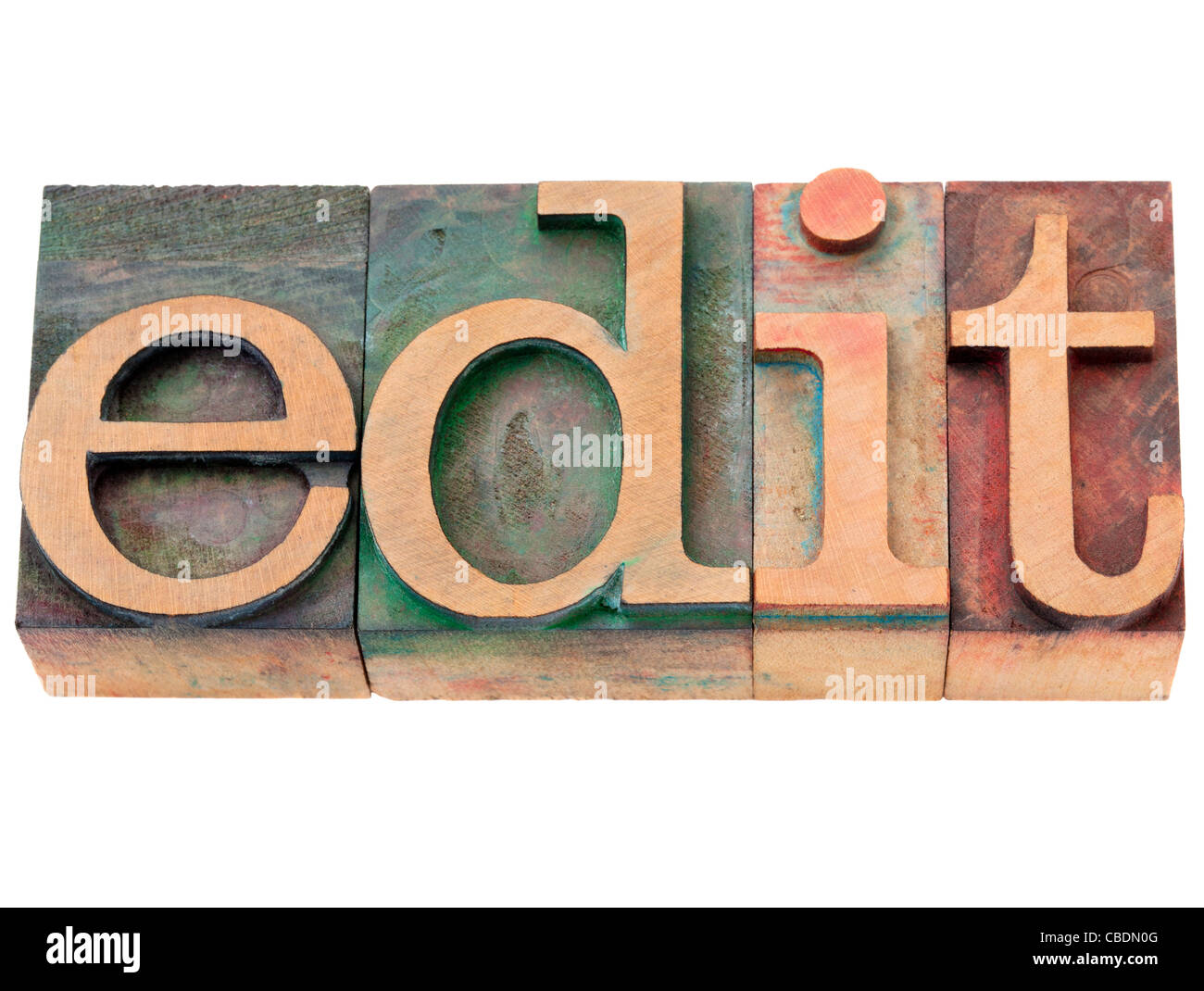 Editar - palabra aislada en vintage tipografía bloques de madera Foto de stock