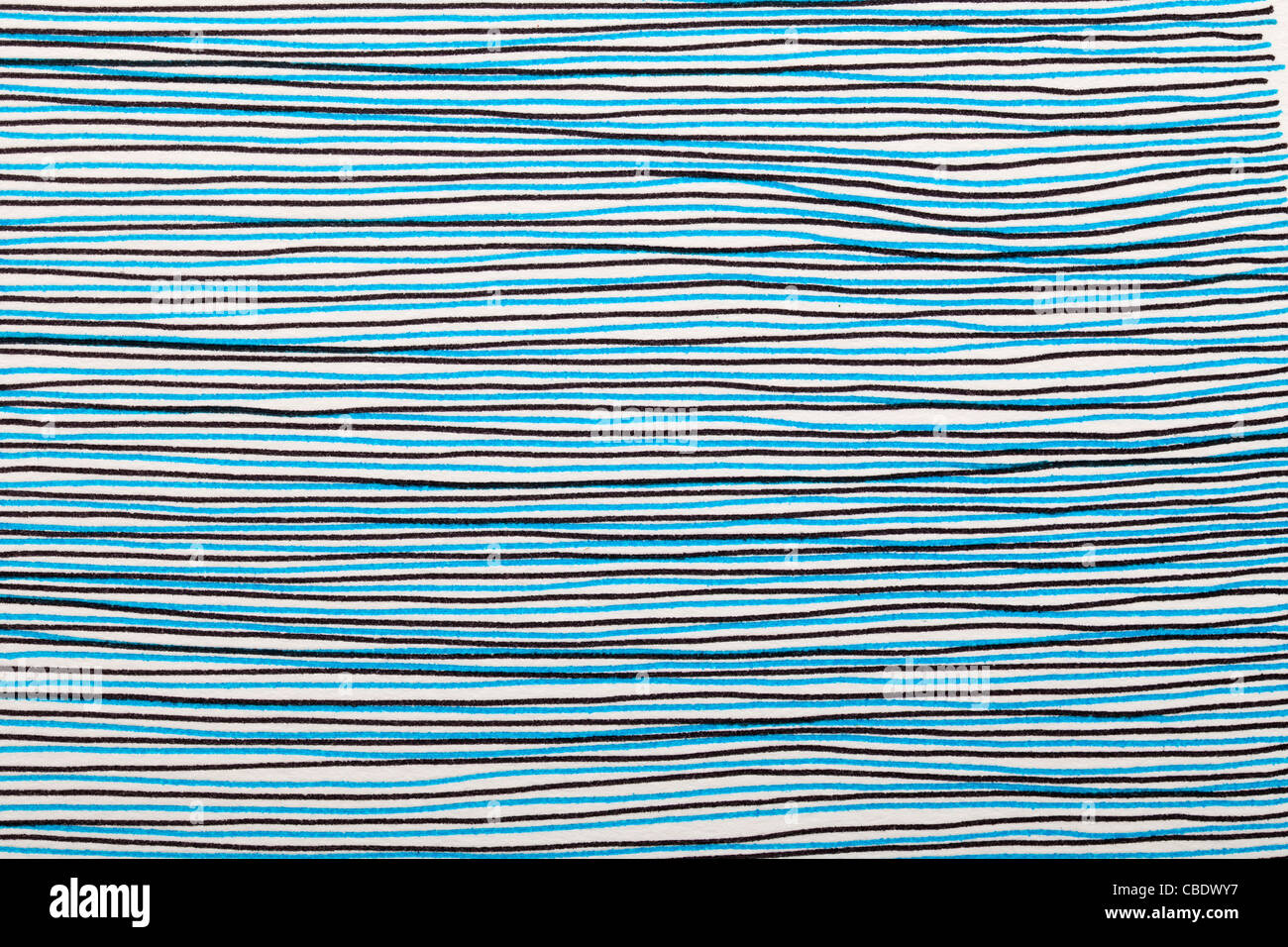 Garabato abstracto - negro y azul - líneas de Dibujo lápiz y papel blanco Foto de stock