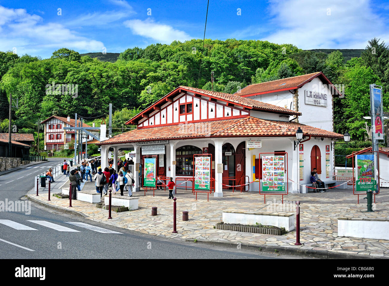 Histórico tren: la estación de tren de la Rhune, Francia. Foto de stock
