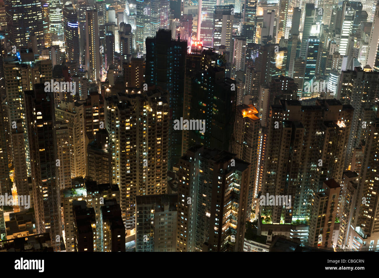 China, Honk Kong, ciudad en la noche Foto de stock
