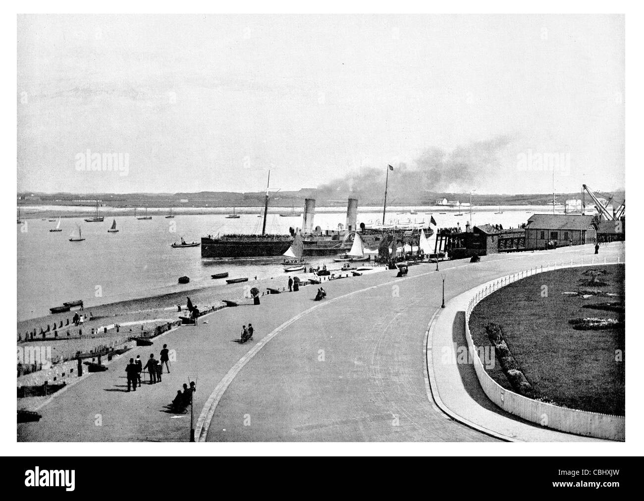 Isla de Man vaporera Fleetwood Lancashire Blackpool Inglaterra victoriana conurbación puerto de pesca de mar profundo steamship ferry SS Foto de stock