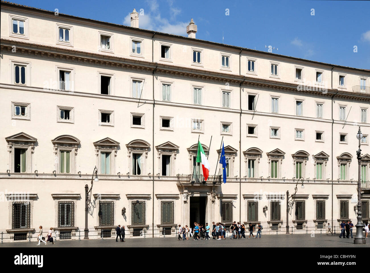 Palazzo Chigi en Roma - La residencia del Primer Ministro italiano. Foto de stock