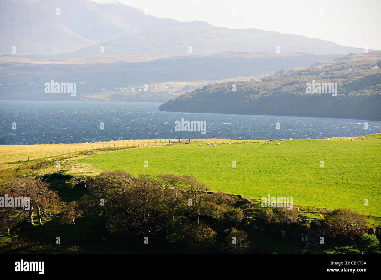 Las Cuillin Hills,Black Hills,las principales industrias son el turismo, la agricultura, Loch Harport,Isla de Sky,montañas escocesas, Escocia Foto de stock