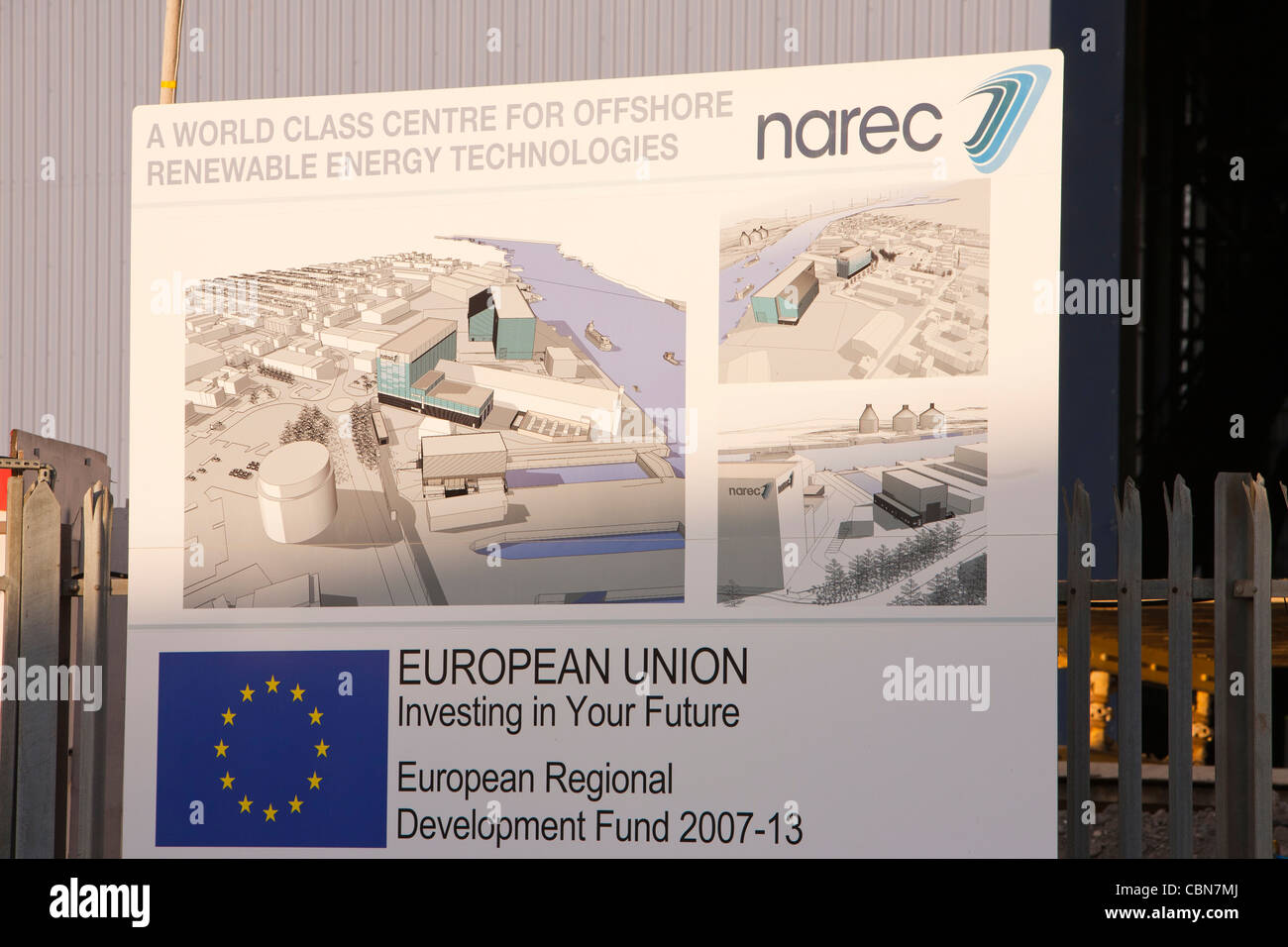 NAREC, un centro de investigación y ensayos de energía renovable en Blyth, Northumberland, Reino Unido. Foto de stock