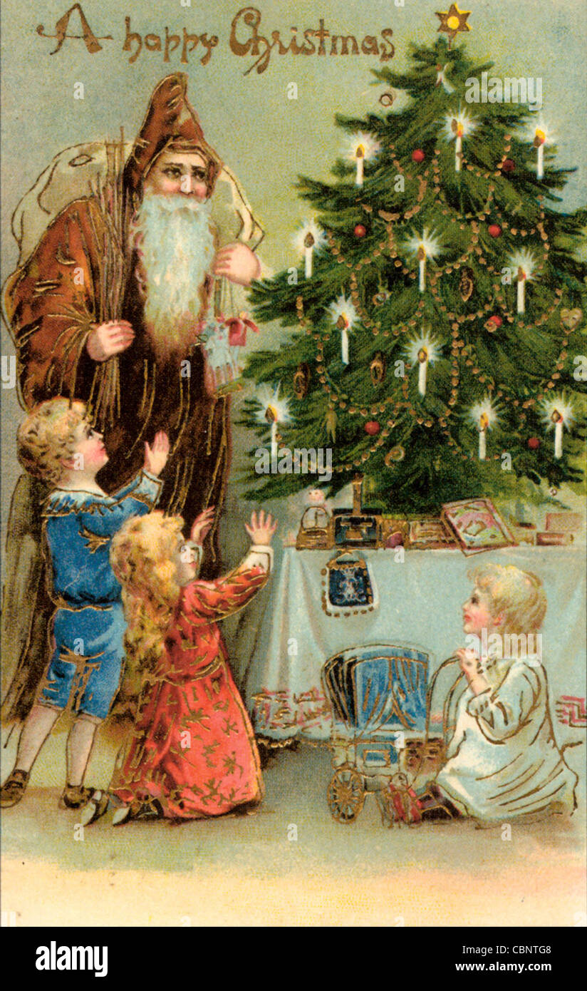 San Nicolás entregando regalos de Navidad Fotografía de stock - Alamy