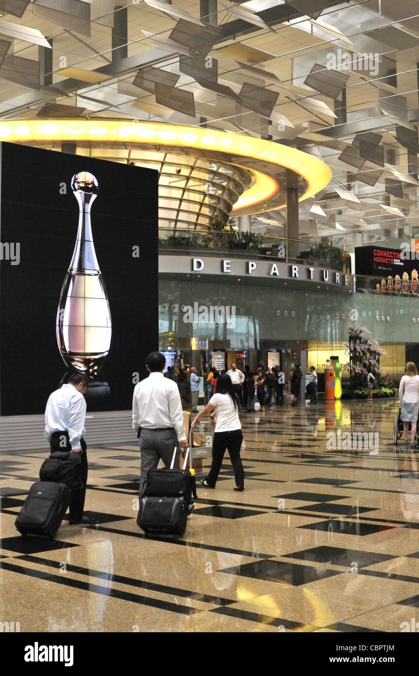 Terminal del aeropuerto internacional de Changi de Singapur 3 puerta de salida. Foto de stock