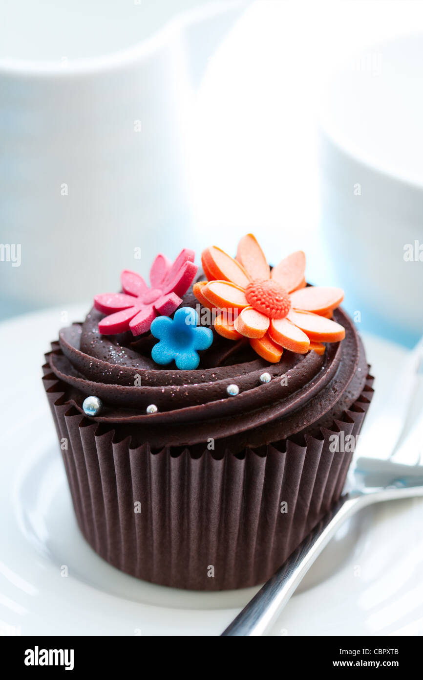 Cupcake de chocolate Foto de stock