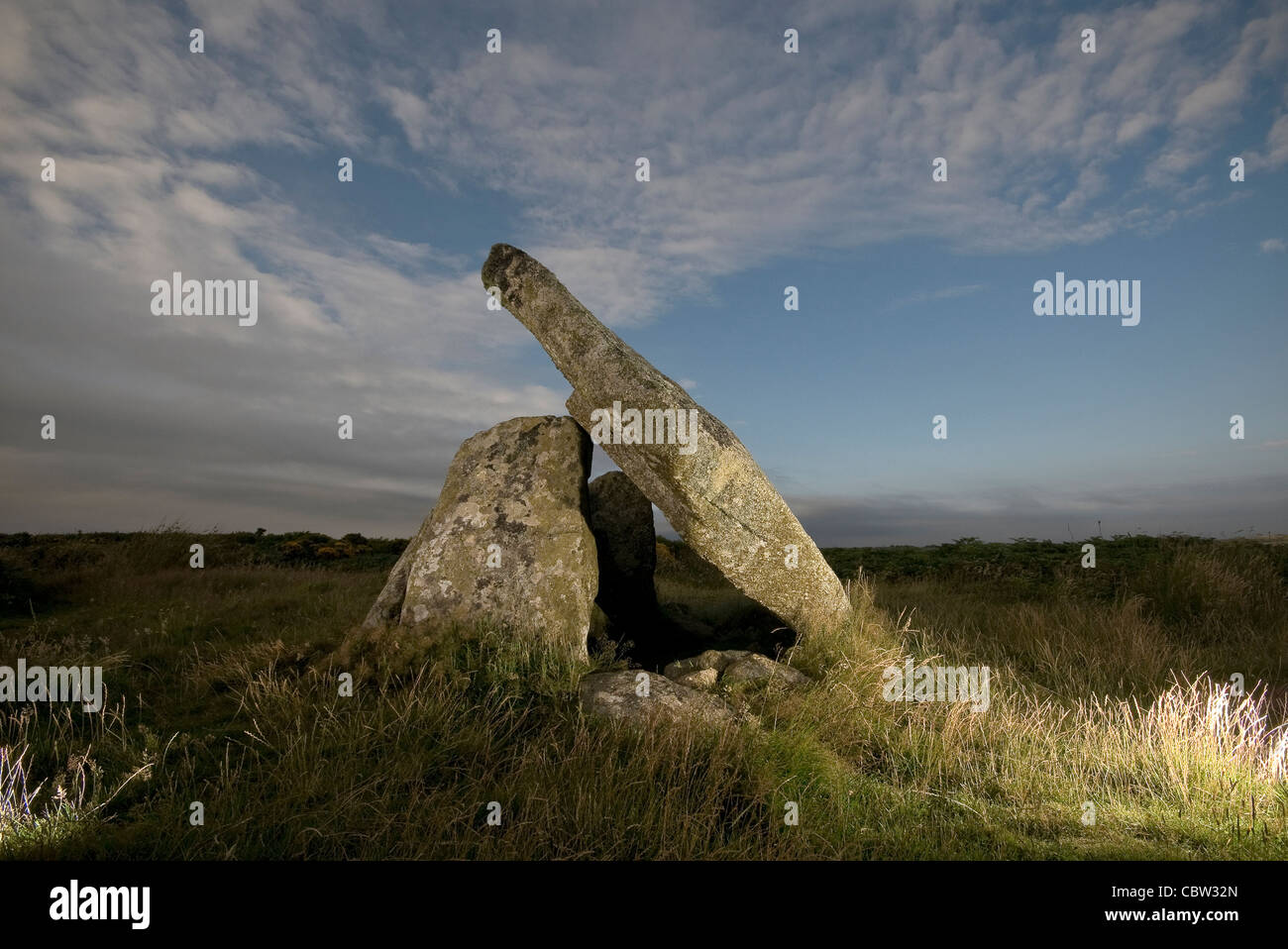 Neolítico Quoit Mulfra cámara mortuoria cerca de Penzance, Cornwall, Reino Unido Foto de stock