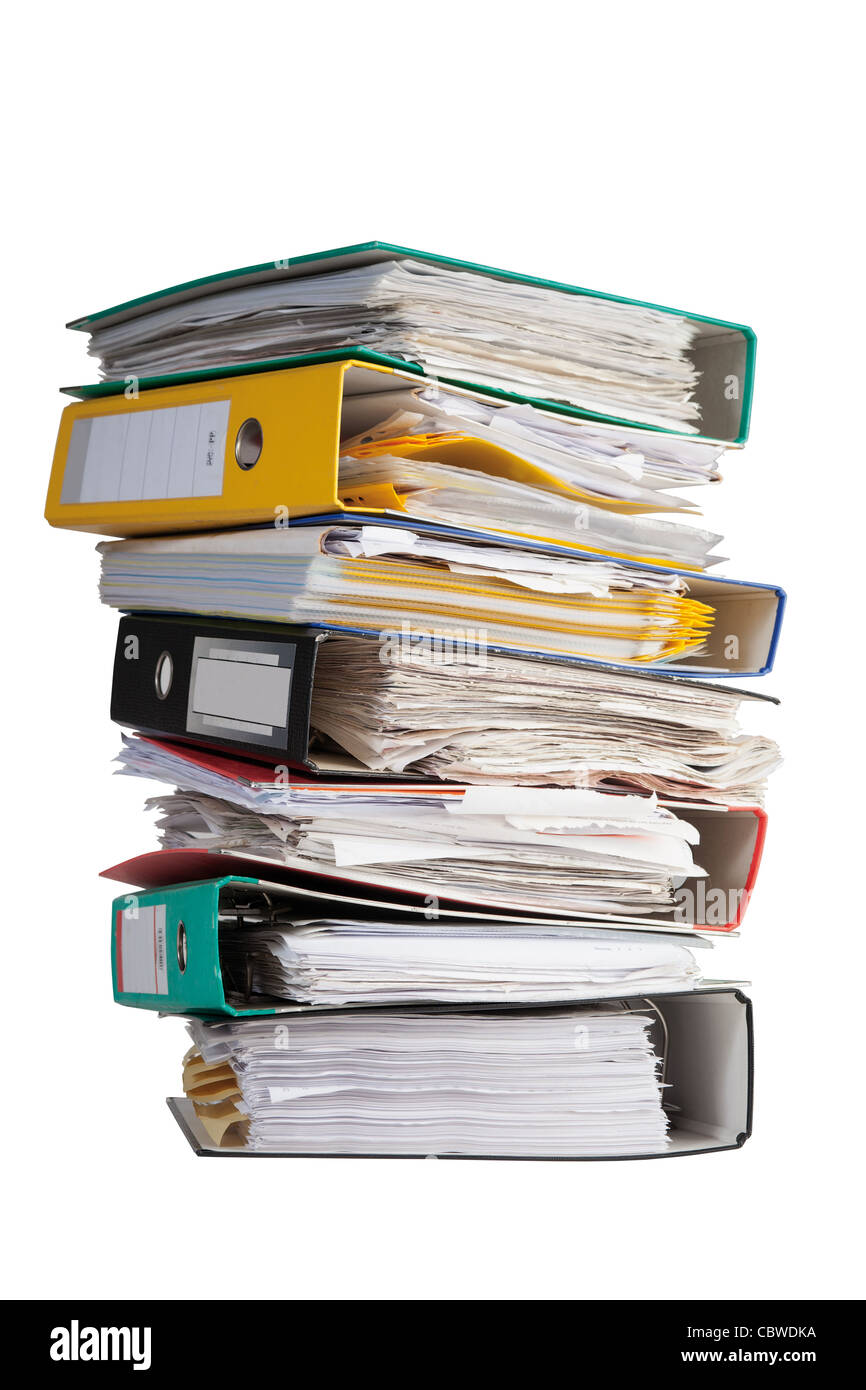 Montón de archivo binder con un montón de documentos Foto de stock