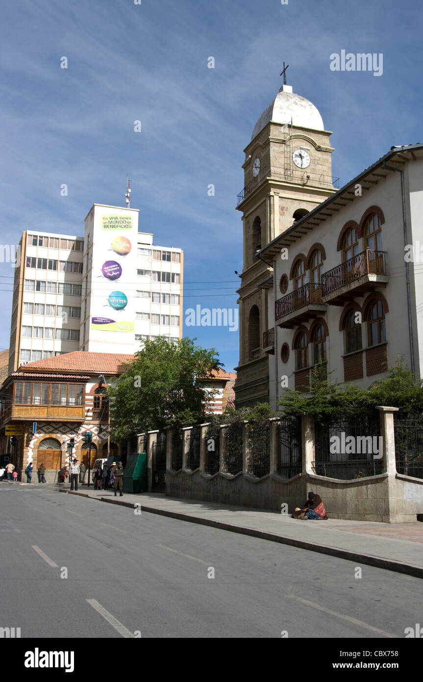 Bolivia. La ciudad de Oruro. La Catedral y el centro de la ciudad. Foto de stock