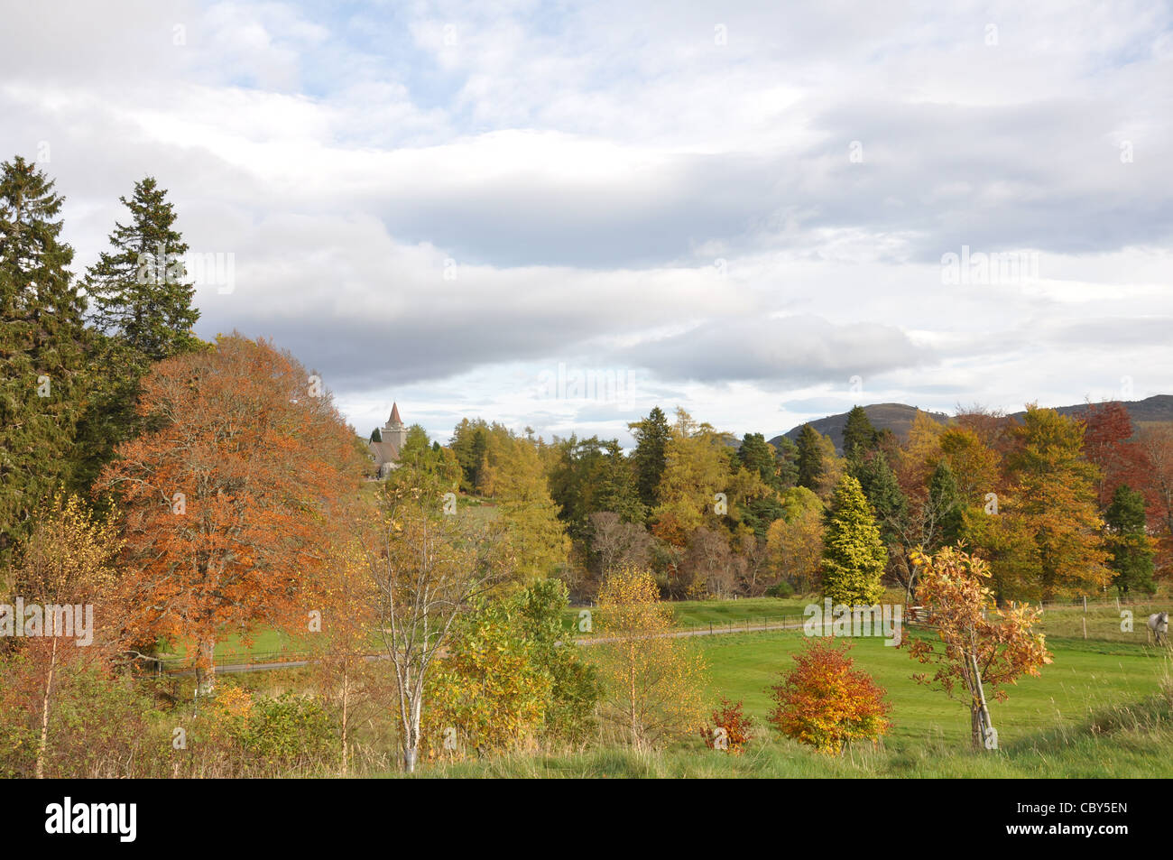 Escena de otoño en Royal Deeside, cerca de Balmoral Foto de stock