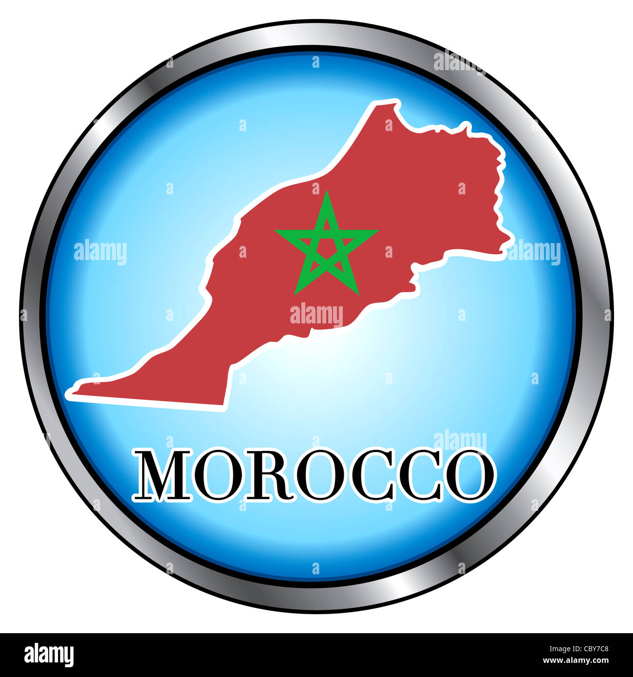 Ilustración vectorial para Marruecos, botón redondo. Foto de stock