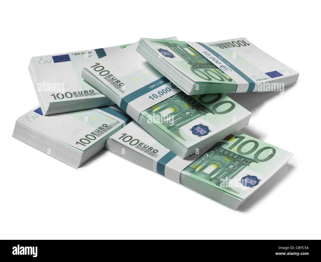 Papel moneda de Euro 100 euro bundles Foto de stock