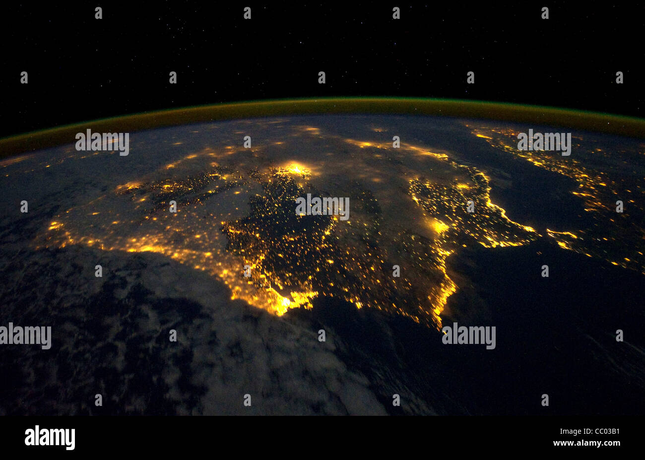 España y Portugal, visto desde el espacio Foto de stock