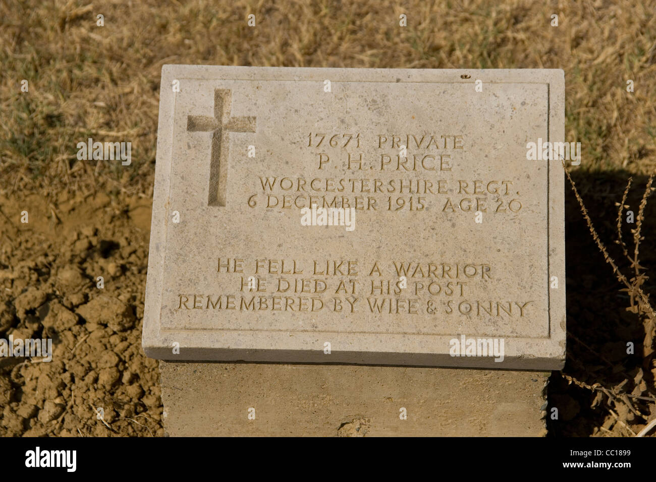 El Regimiento de Worcestershire Azmak tumba en el cementerio de Commonwealth Comisión de tumbas de guerra en Suvla, escenario de combates de Gallipoli en 1915 Foto de stock
