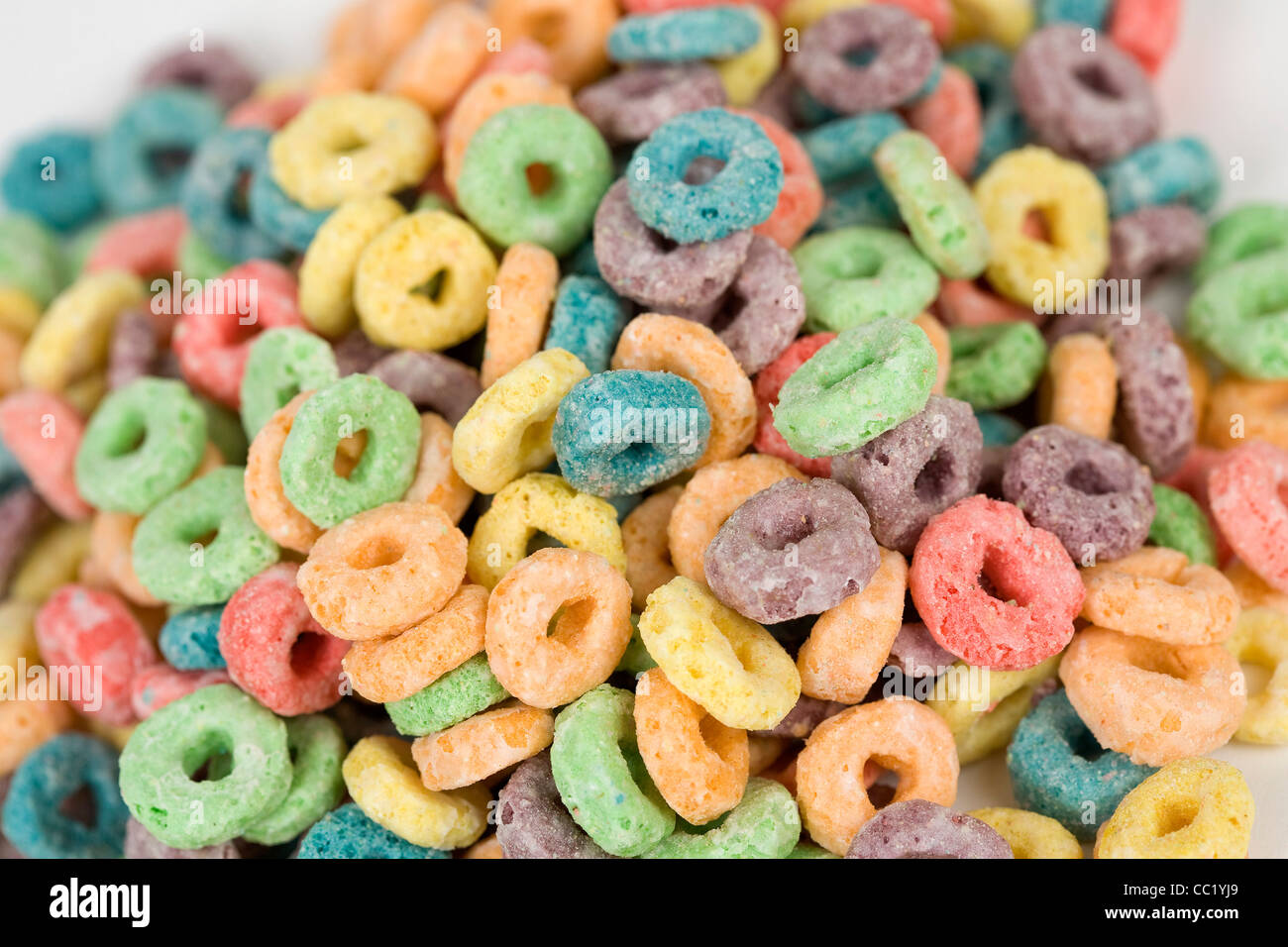 Froot Loops de cereales de desayuno. Foto de stock