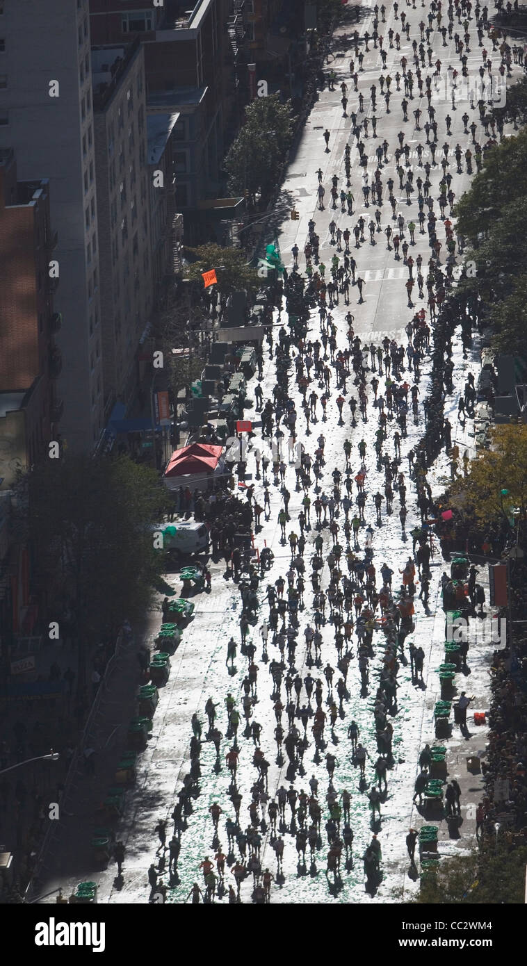 Ee.Uu., la ciudad de Nueva York, la Maratón de la ciudad de Nueva York como visto desde arriba Foto de stock