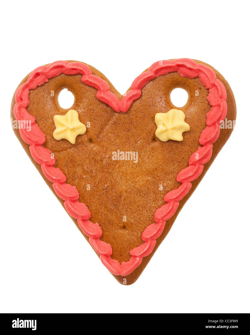 Gran corazón con pan de jengibre decorado colorido de azúcar glas Foto de stock