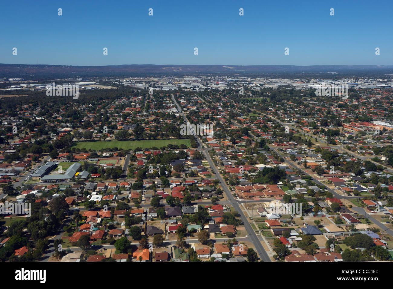 Vista aérea de Alice Springs, el Territorio del Norte, Australia Foto de stock