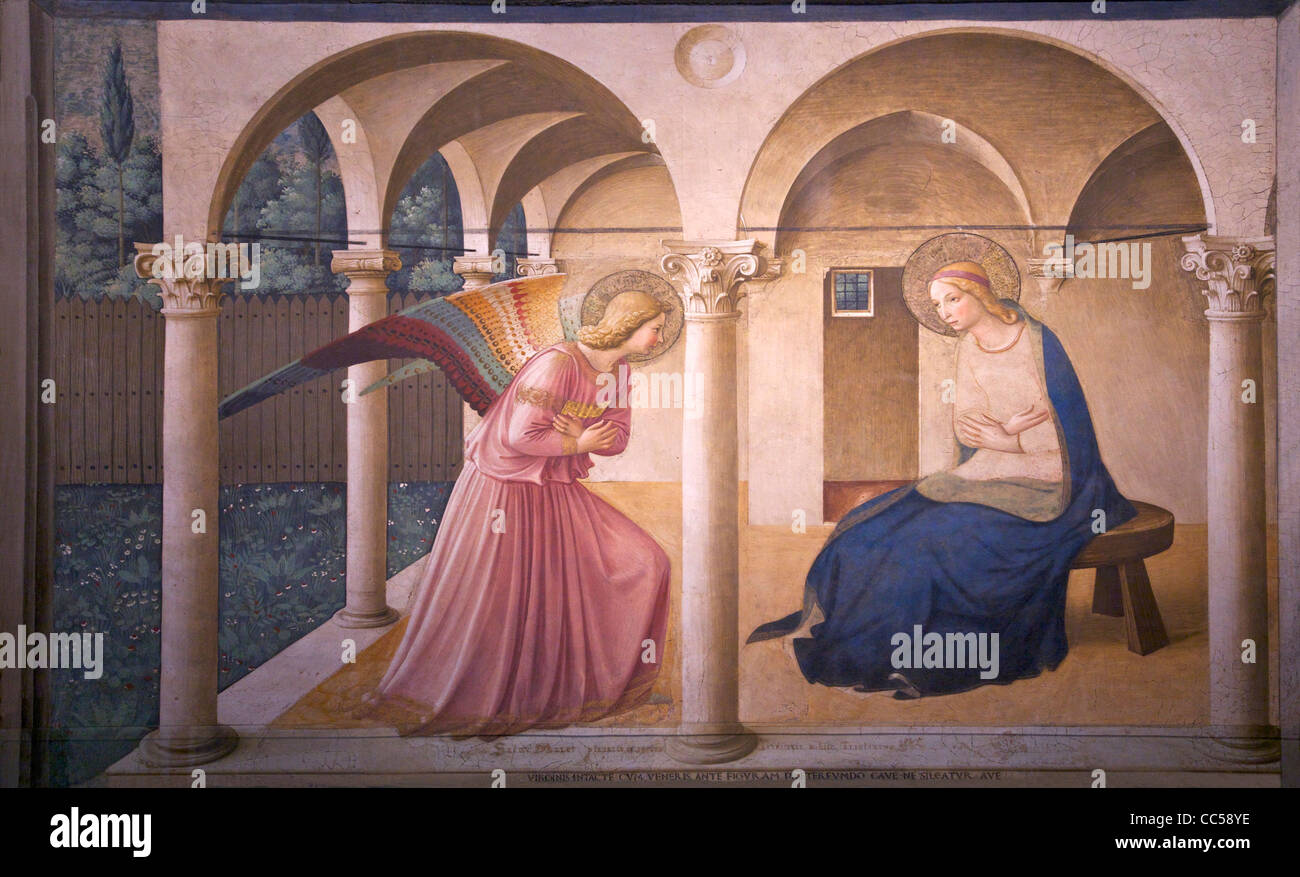 La Anunciación, Fra Fra Angelico, circa 1440, del convento de San Marcos, Florencia, Toscana, Italia, Europa Foto de stock