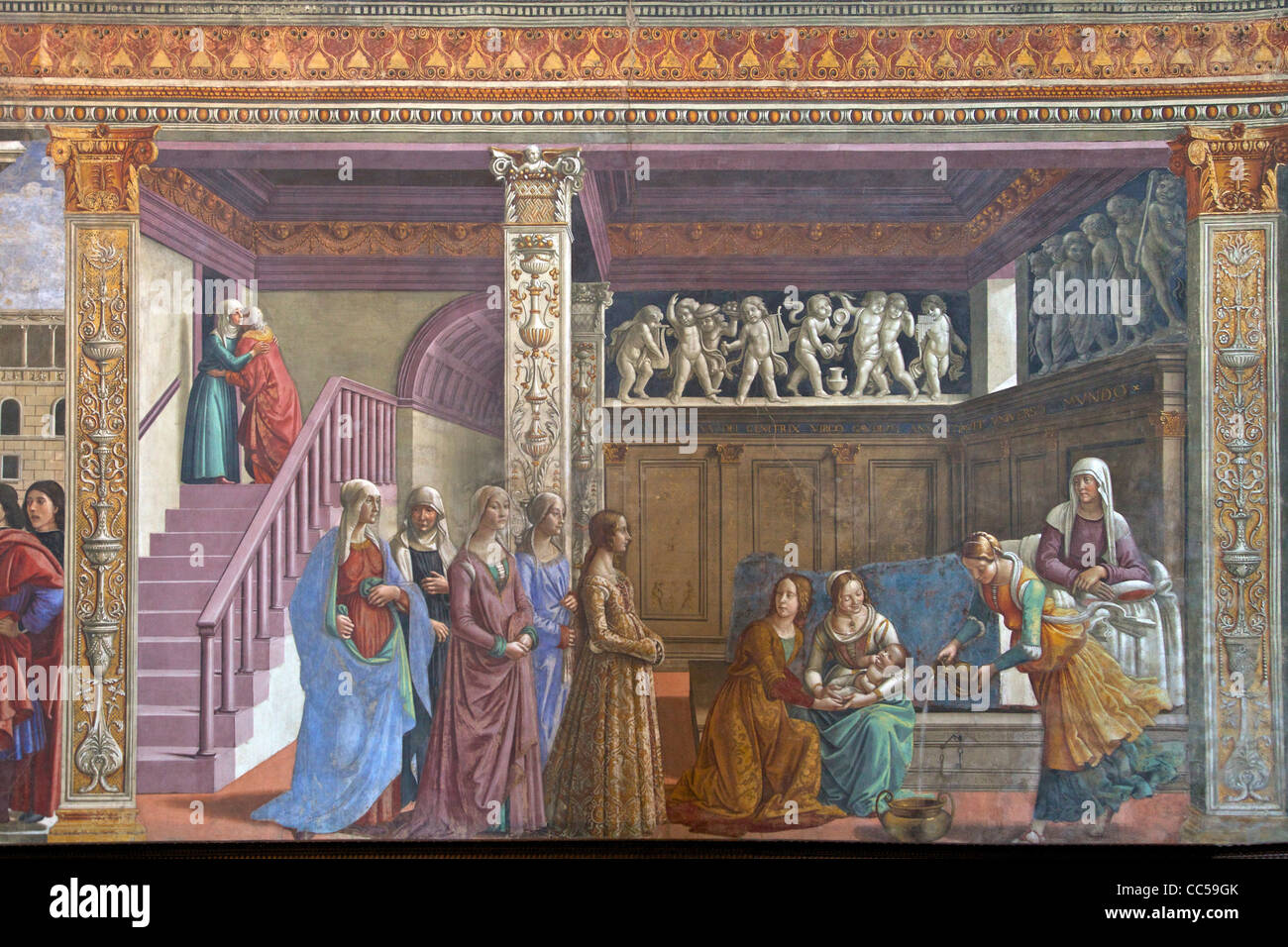 La vida de San Juan Bautista, de Ghirlandaio, 1485, Capilla Tornabuoni, la Iglesia de Santa Maria Novella, Florencia, Toscana, Italia, Foto de stock