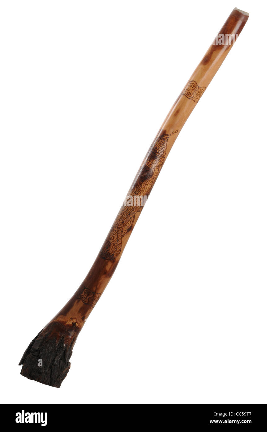 El didgeridoo, instrumento musical, Didgeridoo australiano Foto de stock