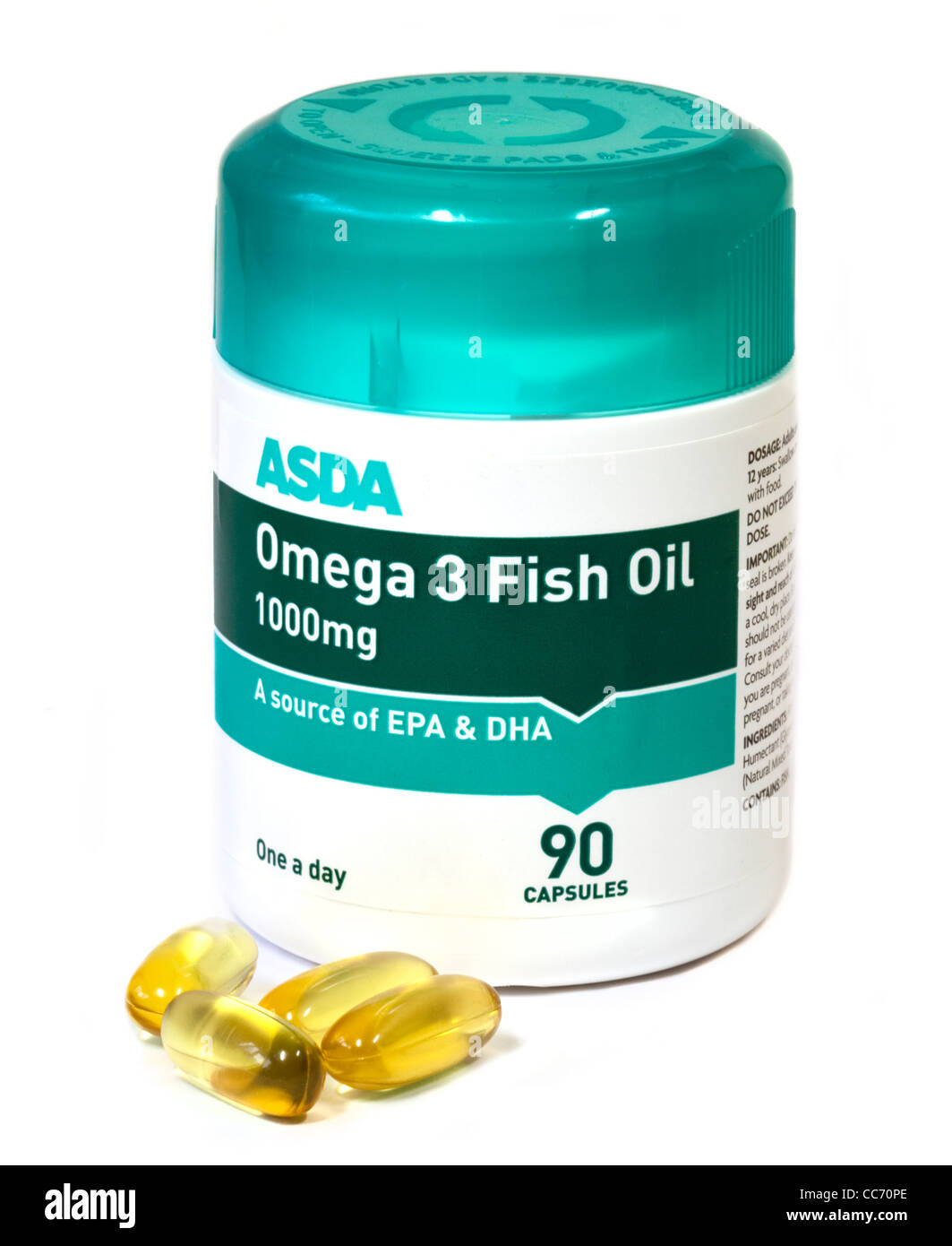 Aceite de pescado omega 3 pastillas de vitaminas Fotografía de stock