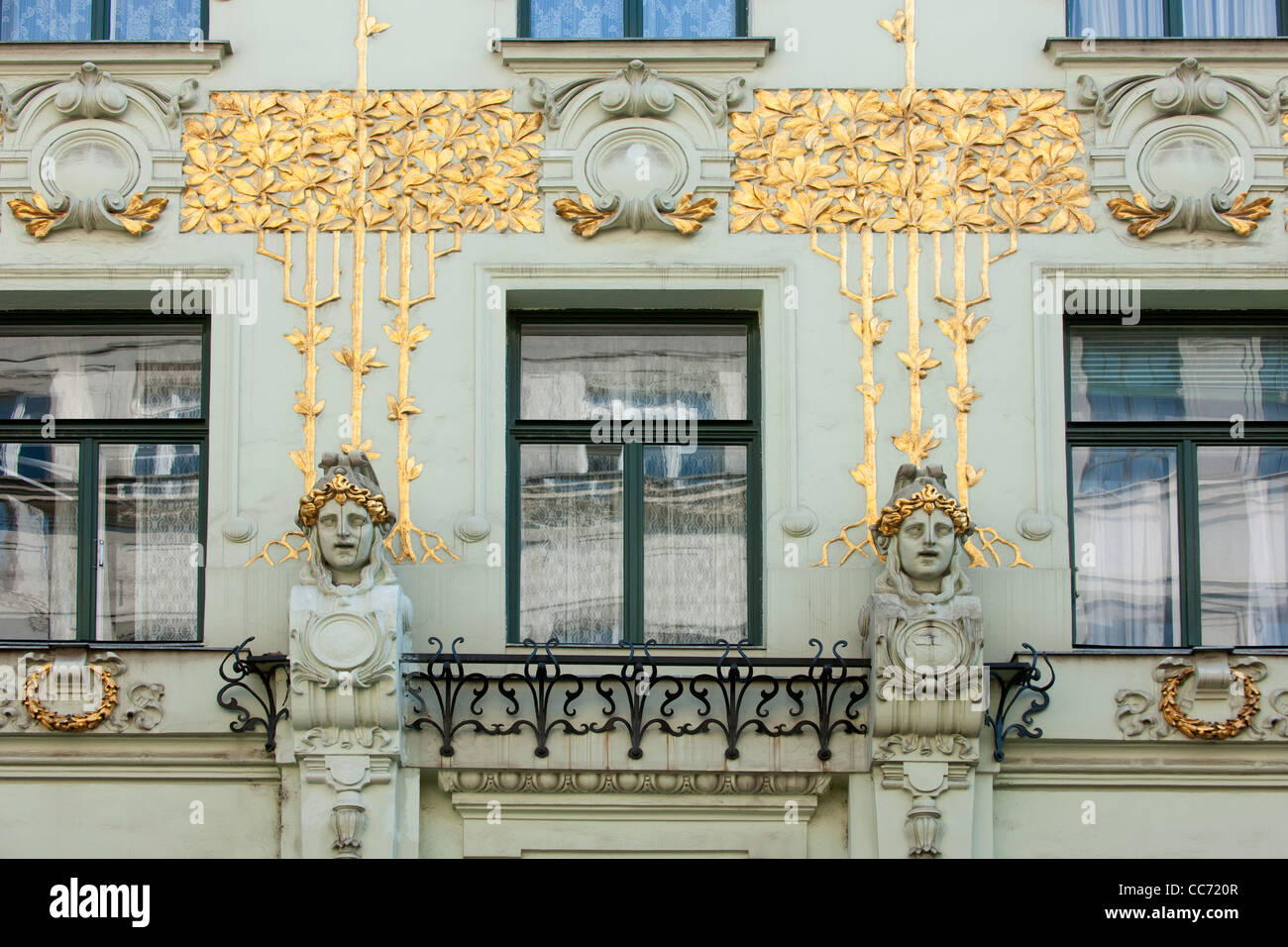 Österreich, Wien 1, Fleischmarkt 18, prunkvolle Fassade Foto de stock