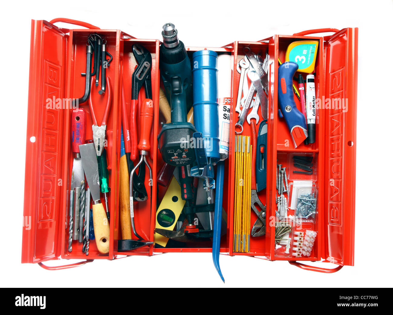Caja de herramientas roja con muchas herramientas diferentes Fotografía de  stock - Alamy