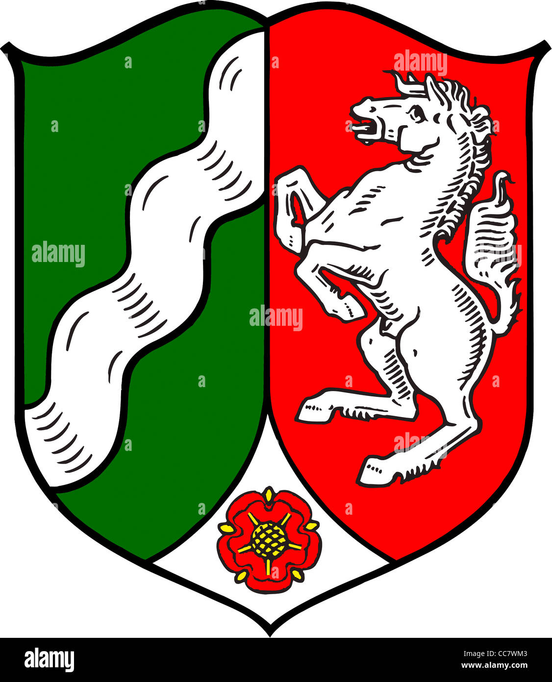 Escudo de armas del estado federal alemán de Renania del Norte-Westfalia. Foto de stock