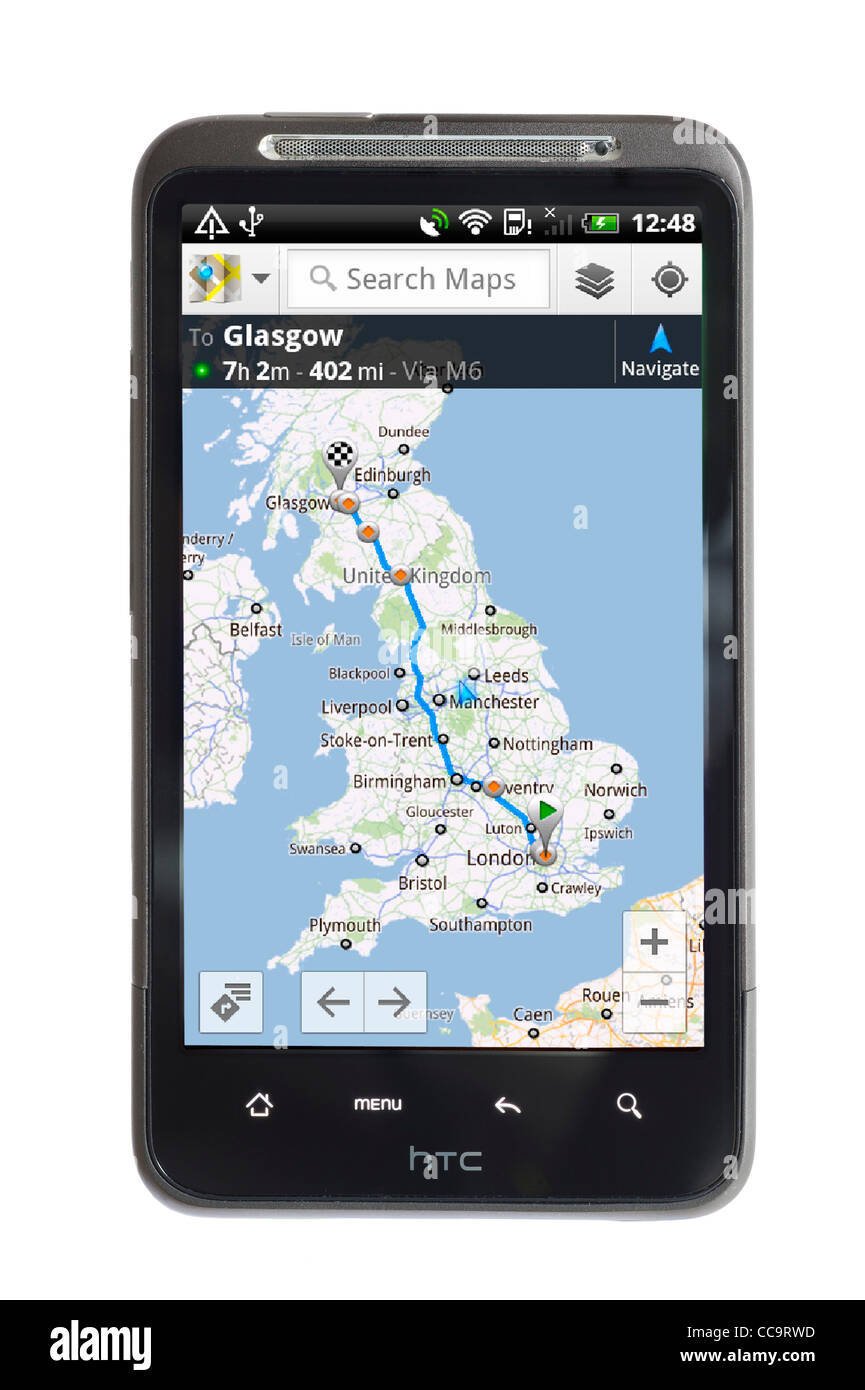 Navegación por satélite de Google Maps en un smartphone Android HTC Desire  HD Fotografía de stock - Alamy