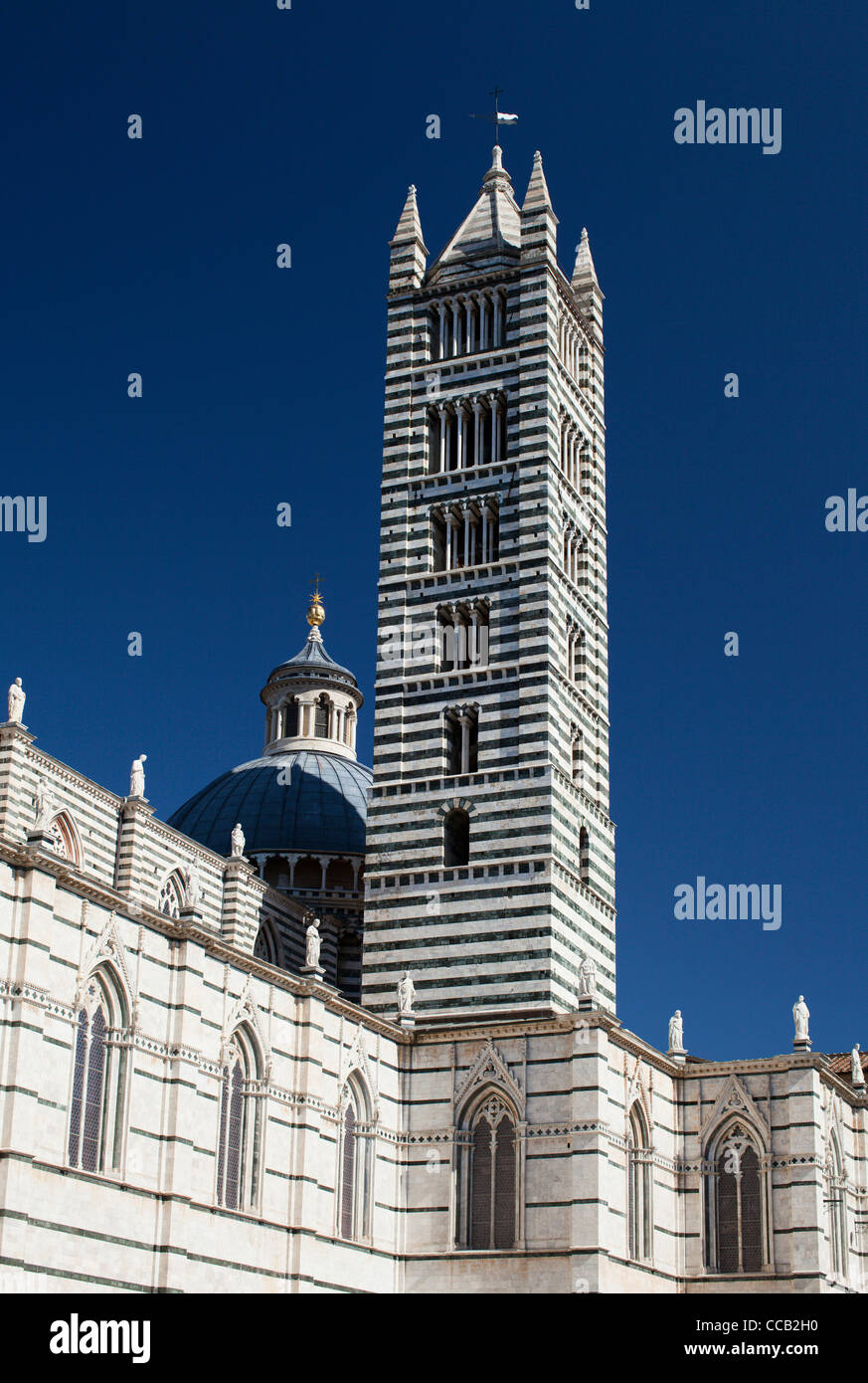 La torre de la catedral (Duomo), Siena. Italia. Foto de stock