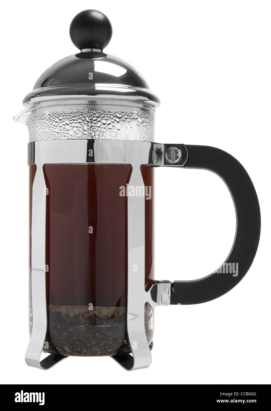 Cafetera de émbolo de café sobre fondo blanco Fotografía de stock - Alamy