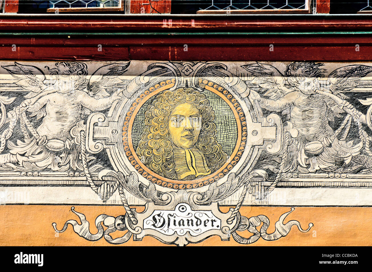 Imagen de Johann Osiander pintado en la fachada del ayuntamiento de Tubinga, "Fassade Portraet Tuebinger Rathaus" Foto de stock