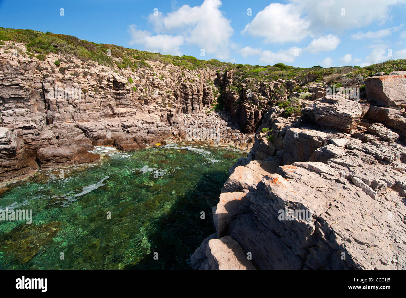 La Conca zona rocosa, Carloforte, Isla de San Pietro, Carbonia - Iglesias distrito, Cerdeña, Italia, Europa Foto de stock