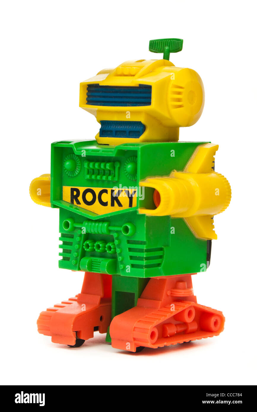 Puerto Guau Gestionar Rocky' - Raro vintage 1970's "ding-a-Lings' robot de juguete de plástico  por el despuntador Toy Company (EE.UU Fotografía de stock - Alamy