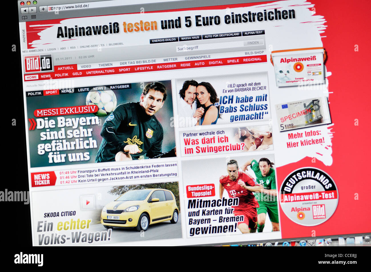 Bild.de - sitio web de tabloide alemán Foto de stock