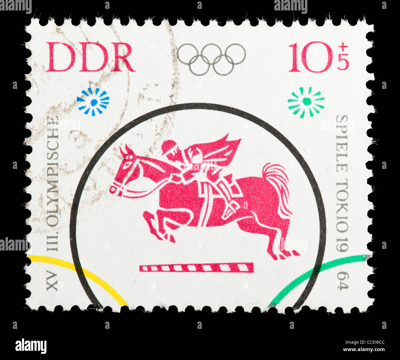 Sello: XVIII. Los Juegos Olímpicos de 1964, DDR, estampado Foto de stock