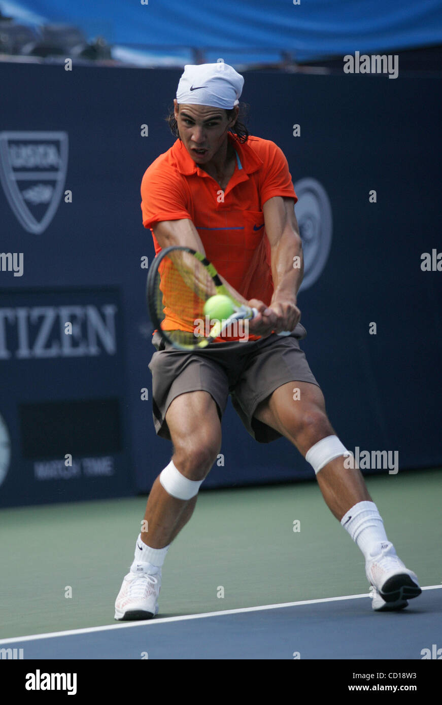 El 22 de agosto, 2008 - Nueva York, Nueva York, EE.UU. - Rafael Nadal  prácticas durante Arthur Ashe Kids Day en el USTA Billie Jean King National  Tennis Center, en Nueva York,