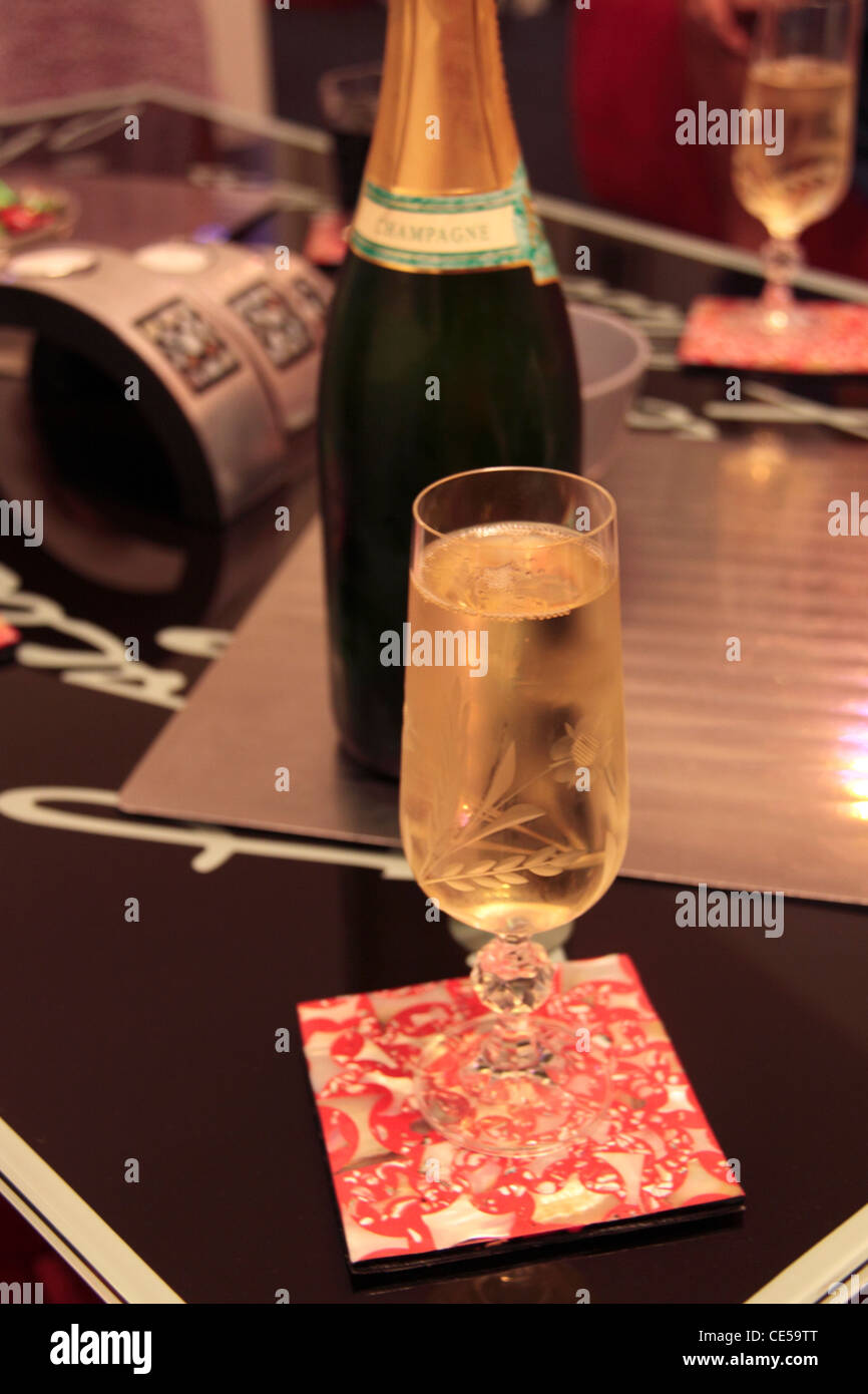 Champagne (tallo de cristal con un recipiente alto y estrecho), París, Francia Foto de stock