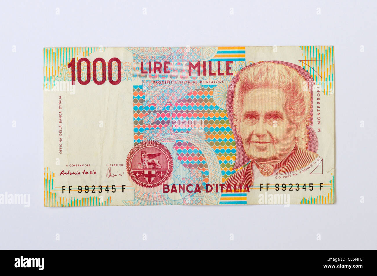 Antiguo billete de 1000 liras italianas Fotografía de stock - Alamy