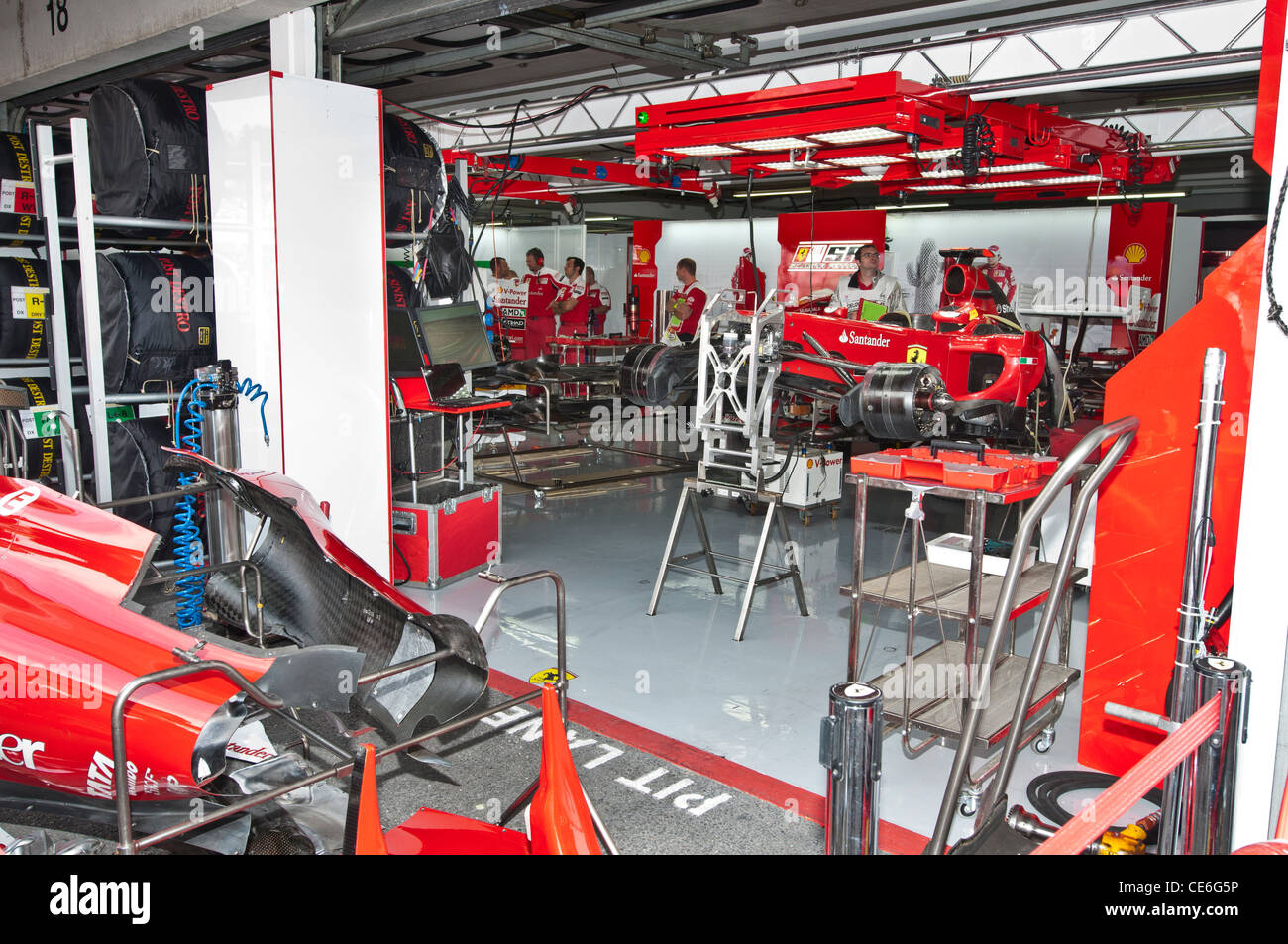 Ferrari,pit lane,Fórmula 1, Hockenheimring, Hockenheim, Alemania, Europa Foto de stock