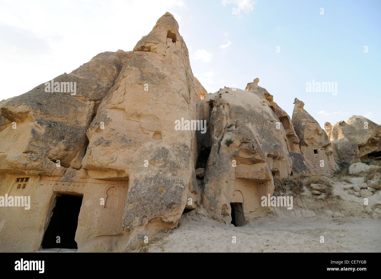 Capadocia casas cueva (Turquía) Foto de stock