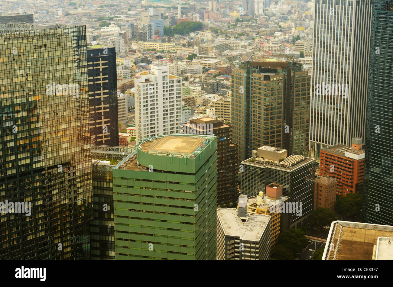 Densa rascacielos en Shinjuku Ward, Tokio, Japón. Foto de stock