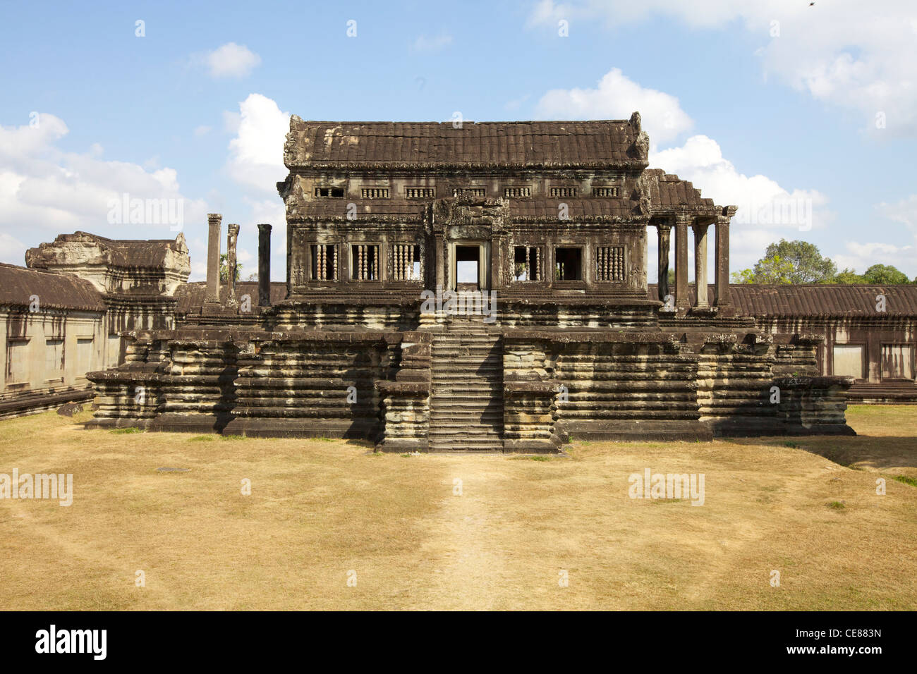 Recinto interior del templo de Angkor Wat, Camboya Foto de stock